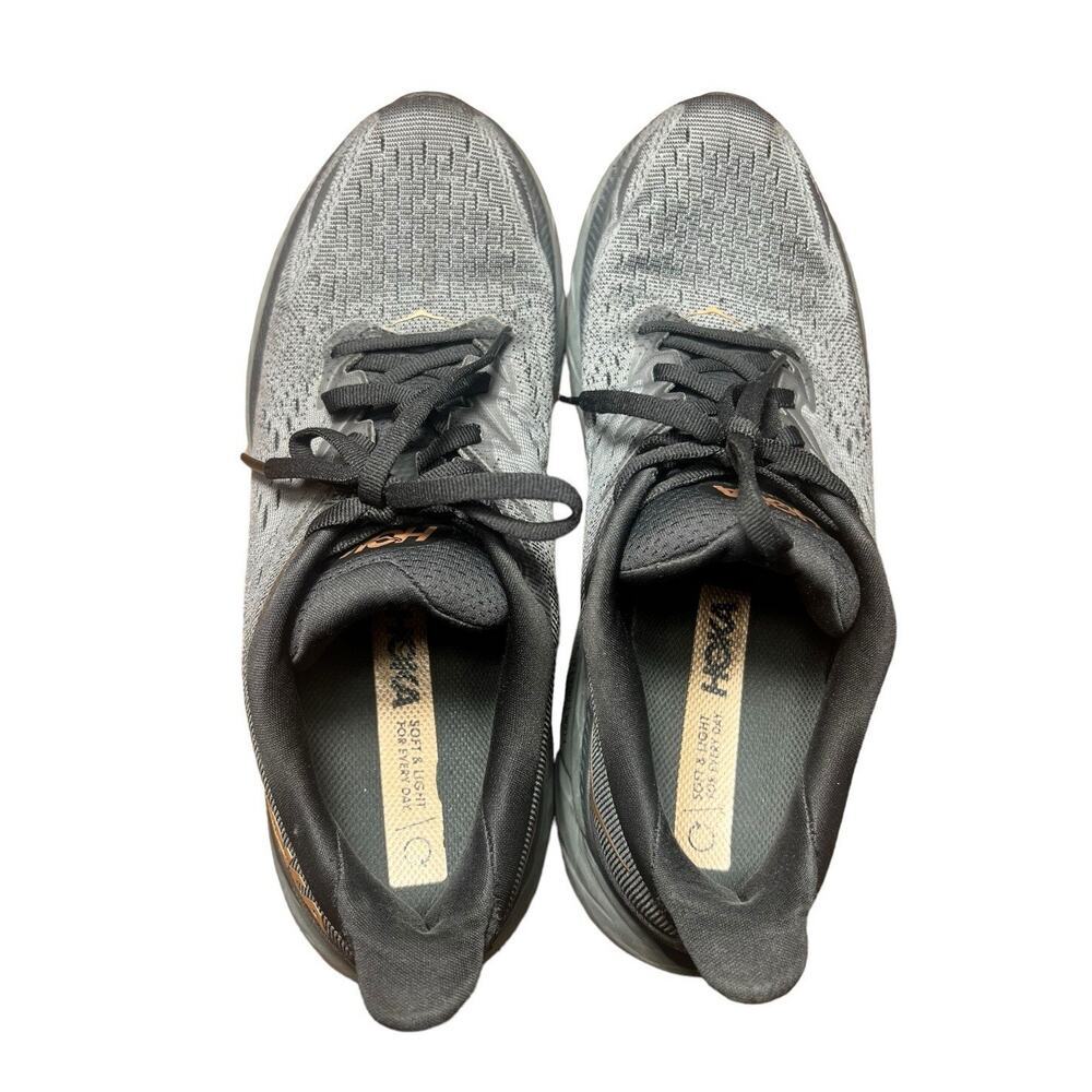 HOKA Clifton 8 Running Shoes Women’s 9.5 Gray Copper Gold Athletic Sneakers - Picture 13 of 14